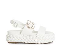 CAFèNOIR - Sandalen Mit Zwei Riemen, Geflochtener Sohle Und Accessoire, Für Frauen, Farbe Weiss, Größe 41