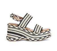 CAFèNOIR - Keilsandalen Mit Doppelriemen Aus Stoff, Für Frauen, Farbe Schwarz, Größe 38