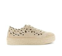CAFèNOIR - Schnürsneaker Aus Leder Mit Lasergeschnittenen Details, Für Frauen, Farbe Beige, Größe 38