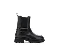 CAFèNOIR - Stiefeletten Aus Leder Mit Elastischem Band Und Metallverschluss, Für Frauen, Farbe Schwarz, Größe 40