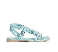 CAFèNOIR - Wildledersandalen Mit Fransen Und Strasskette, Für Frauen, Farbe Blau, Größe 40