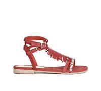 CAFèNOIR - Wildledersandalen Mit Fransen Und Strasskette, Für Frauen, Farbe Rot, Größe 40