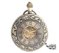 CAFIEDR Mechanische Taschenuhr für Männer und Frauen, graviertes Gehäuse, arabische Ziffern