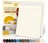 Cahomo Flicken Selbstklebend Stoff, Leinenstoff Patches Stoffflicken Selbstklebend, 20x30 cm 2 Stück Leinen Reparatur Patches für Sofa, Autositze, Bootssitze, Bürostuhl, Vorhang - Beige Weiß