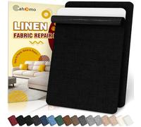 Cahomo Flicken Selbstklebend Stoff, Leinenstoff Patches Stoffflicken Selbstklebend, 20x30 cm 2 Stück Leinen Reparatur Patches für Sofa, Autositze, Bootssitze, Bürostuhl, Vorhang - Schwarz