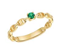 Fingerring CAÏ "925 Silber vergoldet Zirkonia grün" Gr. 56, gelb, Fingerringe, Damen, 056 (17,8), Silber 925 (Sterlingsilber), Fingerring (89369022-56) gelb