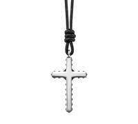Cai Herren Anhänger mit Kette 925/- Sterling Silber 55mm Leder ohne Stein Silbergrau 132250553-55