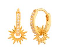 caï Creole 925 Sterling Silber vergoldet mit Zirkonia Einhänger Sonne 925/- gelb Weiss Damen