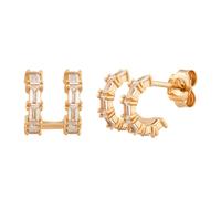 Creole 925 Sterling Silber vergoldet Double Design mit Zirkonia 41185105772638