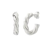 Paar Creolen CAÏ "925 Sterling Silber rhodiniert twisted medium" Ohrringe Gr. ONE-SIZE, Silber 925 (Sterlingsilber), weiß Damen Creolen (25720945-0)