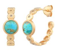 Paar Creolen CAÏ "925 Silber vergoldet Türkis und Zirkonia" Ohrringe Gr. ONE-SIZE, Silber 925 (Sterlingsilber), gelb (gelb, türkis) Damen Creolen (22752660-0)