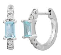 Cai Creole 925 Sterling Silber Mit Zirkonia Und Aquamarin 925/- Sterling Silber Aquamarin Blau 2,0Cm Glänzend