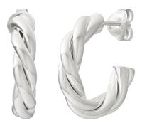 Paar Creolen CAÏ "925 Sterling Silber rhodiniert twisted medium" Ohrringe Gr. ONE-SIZE, Silber 925 (Sterlingsilber), weiß Damen Creolen (25720945-0)