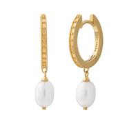 Cai Creolen 925/- Sterling Silber Süßwasserzuchtperle Weiß 2,2Cm Gesandet / Glanz