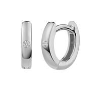 cai Damen Klappcreolen 925/- Sterling Silber 0,8cm Glänzend Zirkonia weiß 274210178R