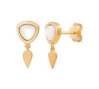 cai Damen Ohrstecker mit Anhänger 925/- Sterling Silber 1,4cm Glänzend Weißer Mondstein gelb 274220256V