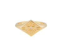 Fingerring CAÏ "925 Silber vergoldet Siegelring Raute Tattoo" Fingerringe Gr. 050 (15,9), Silber 925 (Sterlingsilber), gelb (gelb, weiß) Damen Fingerringe (97294147-0)