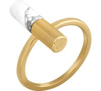 Cai Ring 925/- Sterling Silber Howlith Weiß Vergoldet (Größe: 056 (17,8))