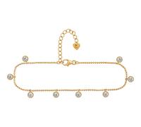 CAÏ Fußkette »925/- Sterling Silber vergoldet Anhänger rund Zirk«, Fußkette