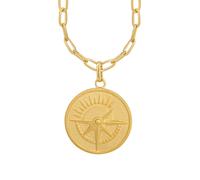 Halskette 925 Silber vergoldet Münze Kompass Sonne 41184819019870