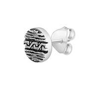 cai Herren Single-Ohrstecker 925/- Sterling Silber 0,8cm oxidiert ohne Stein weiß 274220235