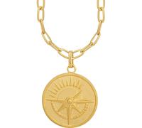 Halskette 925 Silber vergoldet Münze Kompass Sonne 41184819019870