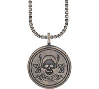 Kette mit Anhänger CAÏ "925/- Silber matt oxidiert Rock Music Skull Wappen", silber (silbergrau), Halsketten, Herren, 60cm, Silber 925 (Sterlingsilber), L: 60cm B: 19.0mm, matt, B:19.0mm (19160428-0)