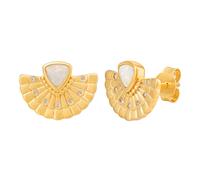 Ohrstecker 925 Silber vergoldet Fächer, Opal & Weißtopas 41185220624478