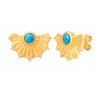 caï Ohrstecker 925 Silber vergoldet Fächer, Türkis & Weißtopas 925/- Sterling Opal weiß gelb Damen