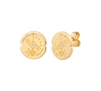 Cai Ohrstecker 925/- Sterling Silber Weißtopas Weiß 1,2Cm Vergoldet