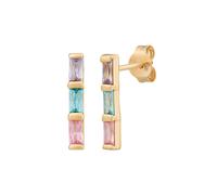 Cai Ohrstecker 925/- Sterling Silber Zirkonia Bunt 1,4Cm Glänzend