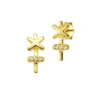 CAÏ Paar Ohrstecker »925/- Silber vergoldet Zirkonia Kreuz«, Ohrstecker