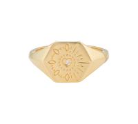 cai Ring 925 Silber vergoldet Siegelring Hexagon Tattoo L 1/2