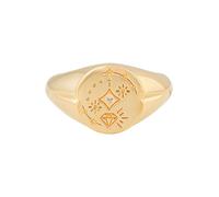 cai Ring 925 Silber vergoldet Siegelring rund Tattoo Q