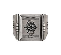 cai Ring 925/- Sterling Silber Siegelring matt oxidiert Sailor Wappen V 1/2