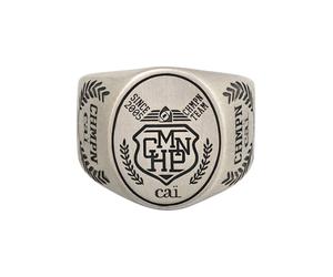 cai Ring 925/- Sterling Silber Siegelring satiniert oxidiert Champion Wappen V 1/2