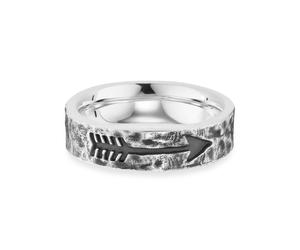 Cai Ring aus 925er Sterling-Silber, rhodiniert, matt, Pfeildesign - Silber U