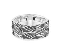 Cai Ring aus 925er Sterlingsilber, oxidiert mit Wellenmotiv - Silber Q