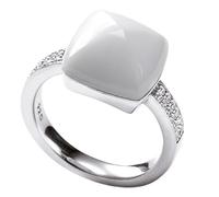 caï women Damen-Ring 925 Sterlingsilber rhodiniert Achat weiß Gr. 51 (16.2) C1145R/90/44/51