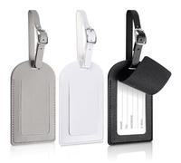 Caianwin 3 Stück Kofferanhänger, Flugreise Gepäckanhänger aus PU-Leder Wasserdichter Koffer- & Taschenanhänger Koffer Anhänger mit Adressschild Adressanhänger Koffer fur Haustiertaschen Reiserucksäcke