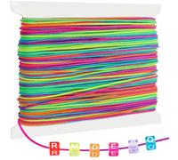Caianwin 40M Elastic für Armbänder 1mm Elastische Schnur Regenbogen Farbe Schmuckfaden Nylonschnur für Perlen, Armbänder, Halskette und DIY Schmuck Handwerk
