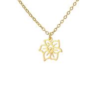 Caiduoduo Geburt Mond Blume Anhänger Halskette Edelstahl Blume Aster Lotus Narzisse Schmuck