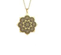 Caiduoduo Indischer Buddhismus Lotus Anhänger Halskette für Frauen Männer Edelstahl Kette Halskette Vintage Schmuck Amulett Geschenk