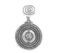 Caiduoduo Retro Buddha Lotus Herz Sutra Frieden Verschluss Anhänger Herren Halskette Drehbar Hohl Persönlichkeit Schmuck