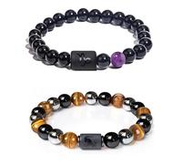 Caimeytie Damen mode Elastische Perlen Armbänder,2 Stück,sternbild armband Steinbock,Sternbild Zeichen von Zodiac Glück Armband 19CM,Geschenke für Damen