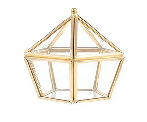CaiYuanGJ Vintage Schmuckschatulle Aus Glas, Geometrische Schmuckschatulle Aus Glas, Geometrisches Terrarium Aus Glas, Glas Schmuckschatullen, für Zeremonie, Hochzeit Dekorativ, Blumentopf Anzeigen