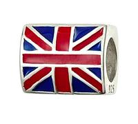 CAIZZA Patriotische Perle für europäische Charm-Armbänder aus Sterlingsilber, britische Flagge, Großbritannien, Union Jack