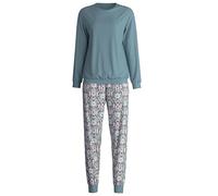 Calida Bündchen-Pyjama Autumn Dreams Damen 100% Pima Baumwolle atmungsaktiv pflegeleicht Smoke Blue L