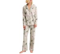 CALIDA Palm Dreams Pyjama, Schlafanzug, durchgeknöpft Damen, aus 100% Supima Baumwolle Tea Green 40-42