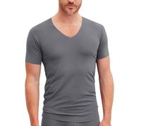 V-Shirt CALIDA "Clean Line", Damen, Gr. S (46/48), charcoal, Interlock, Obermaterial: 92% Modal (TENCEL™), 8% Elasthan, Basic hüftbedeckend, V-Ausschnitt, Shirts, V-Neck, elastisch, Interlock-Qualität